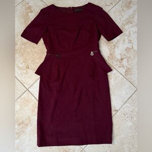 Antonio Melani Burgundy Short Sleeve Midi Dress